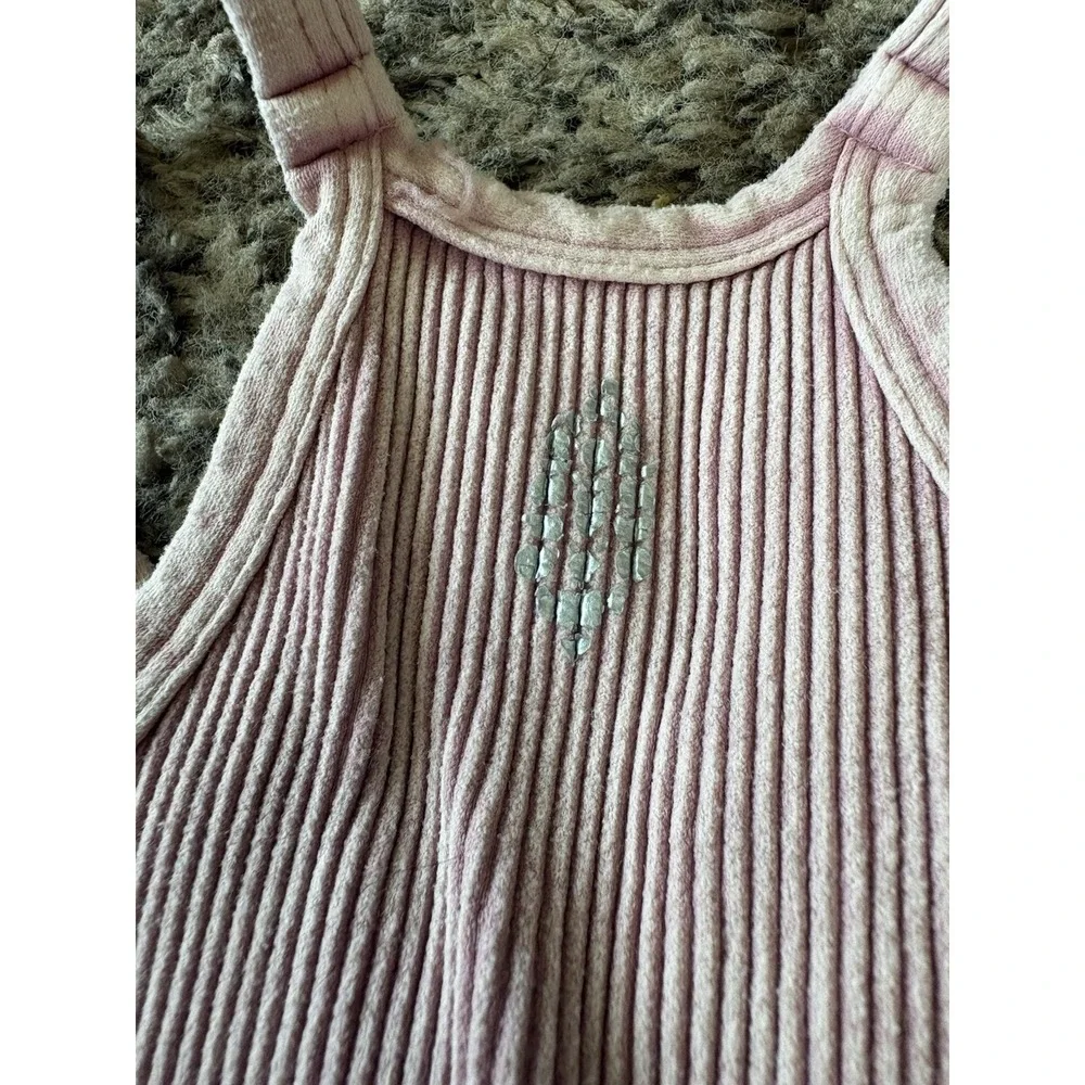 FP Movement Happiness Runs Pink Ribbed Knit Racerback Tank Top Women's M/L